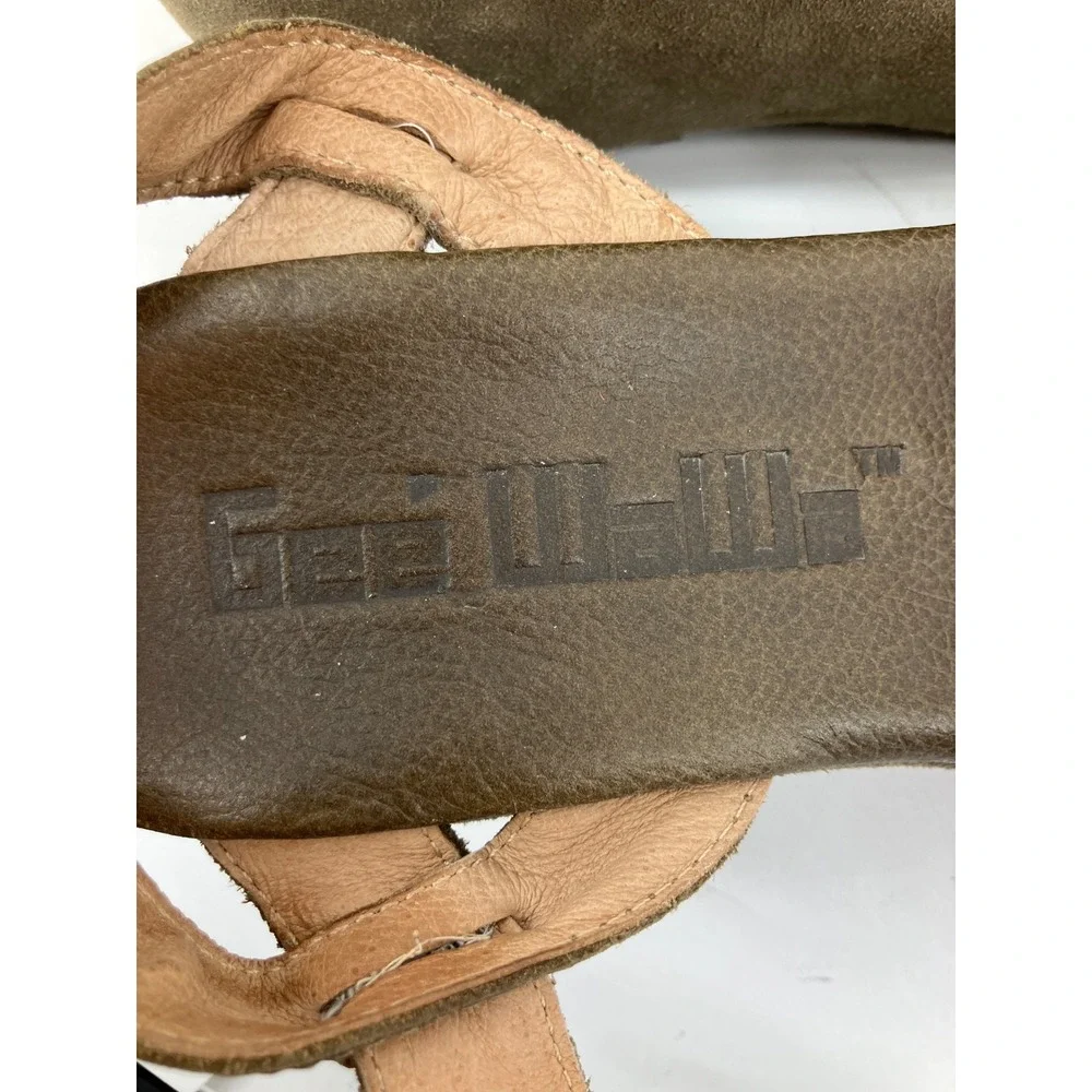 Gee Wawa Platform Wedge Sandals Womens 8.5 Olive Brown Leather Suede